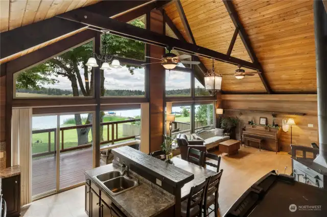 Gorgeous knotty pine vaulted ceilings.