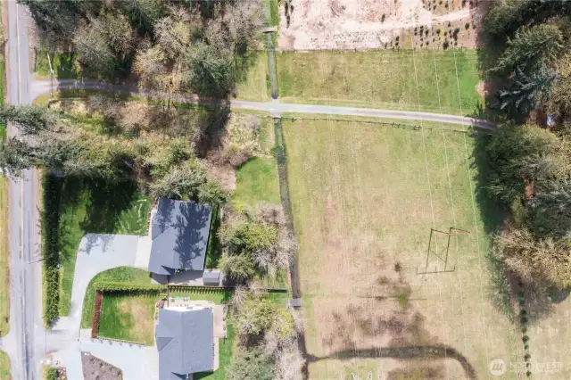 The property extends all the way back in the green space!