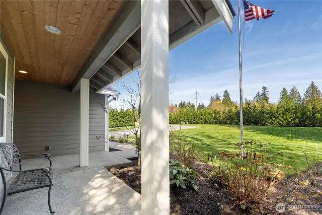 The front yard is very private since you are surrounded by trees!