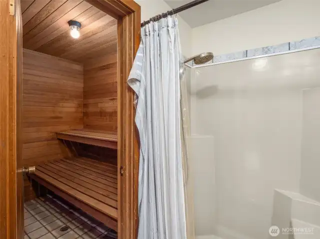 Upper Primary offers large walk in closet and sauna plus full bath.