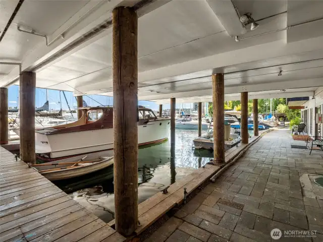 Nice covered moorage section for wooden boats