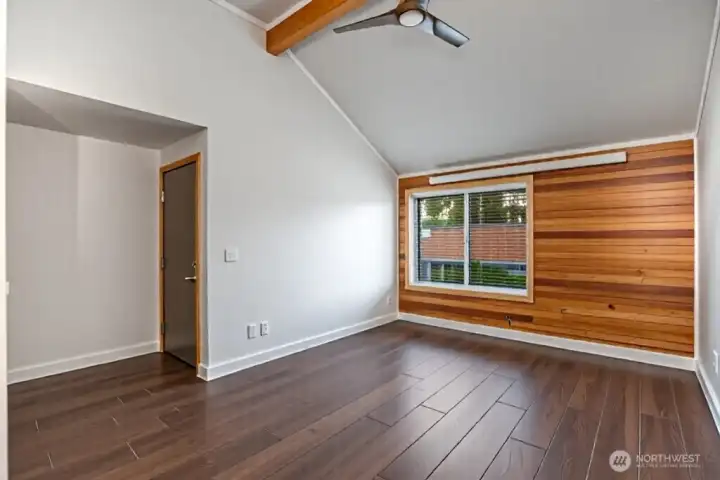 A ceiling fan adds comfort and circulation.