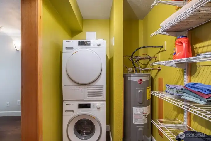 Closet with laundry area off the bedroom adds convenience.