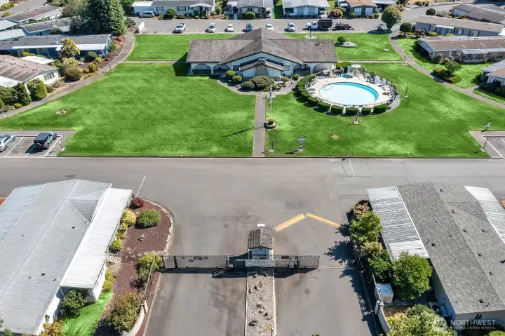 Aerial view of the gated entry into Rio Verde.
