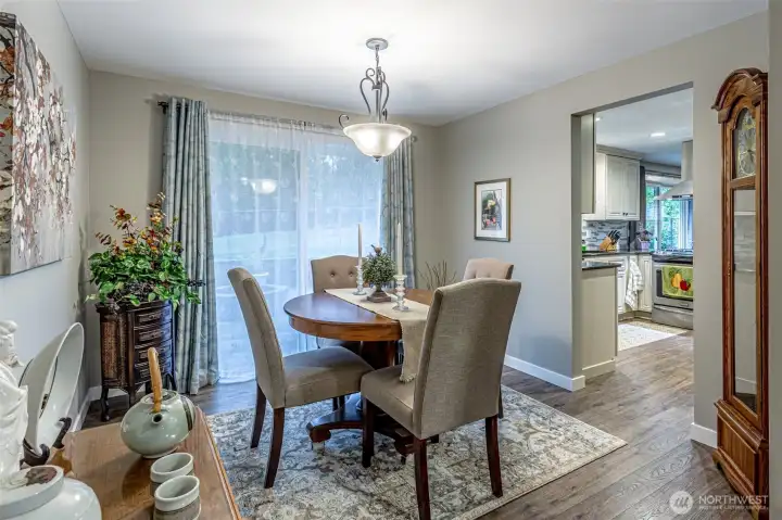 Dining room with glass door to enter outback