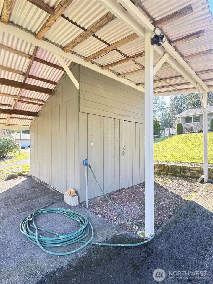 Carport + shed with electricty & water spicot