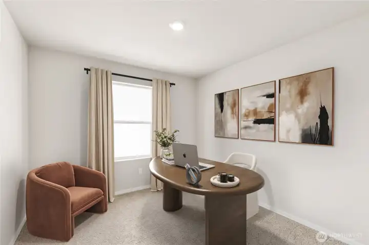 Loft area can be used as a home office, TV room or play area. Pictures are for representation only colors and options may vary.