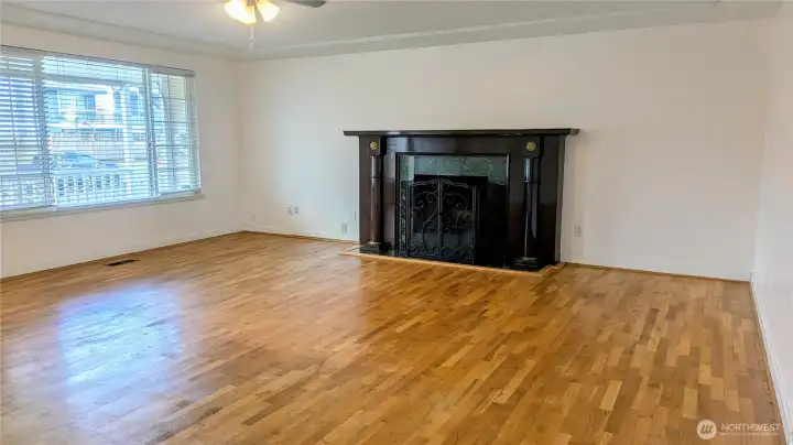 large living space with fireplace