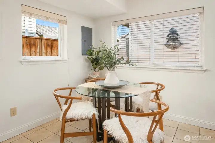 In addition to the formal dining room is this fantastic casual dining space just off the kitchen.