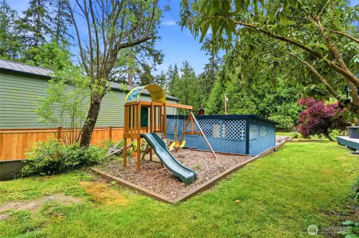 Designated play set area. Designated play set area.
