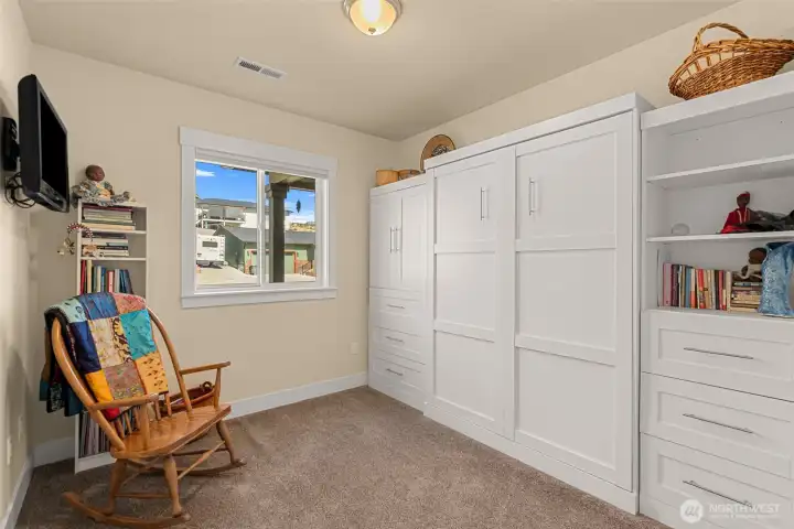 Bedroom with a Murphy bed.