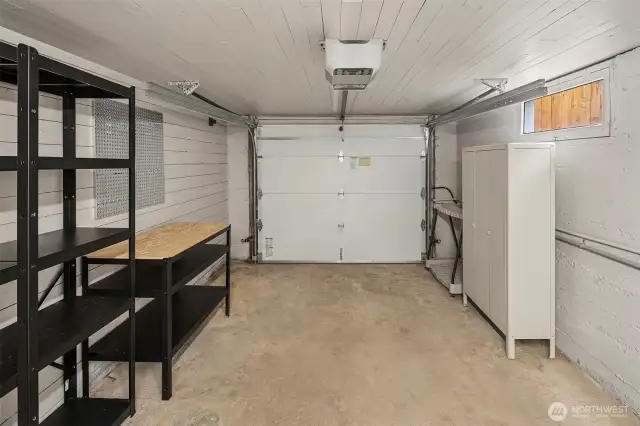 Fantastice garage with storage furniture that stays!