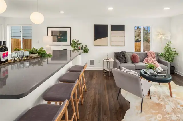 Breakfast bar is massive and room for 4 stool! Great entertaining space!