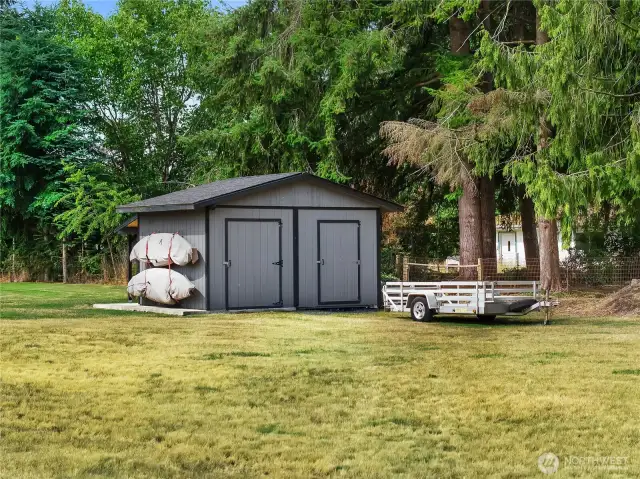 Spacious shed for all your outdoor tools.