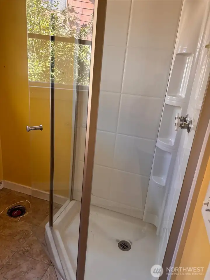 Roomy shower.