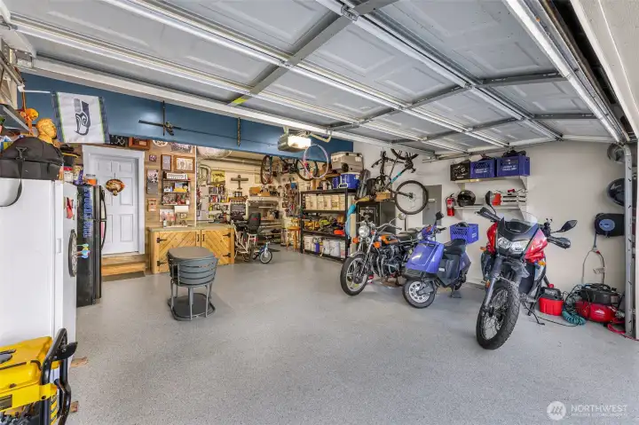Oversized 2 car garage with workspace