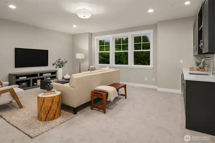 Roomy Bonus Room is a  great entertaining space.