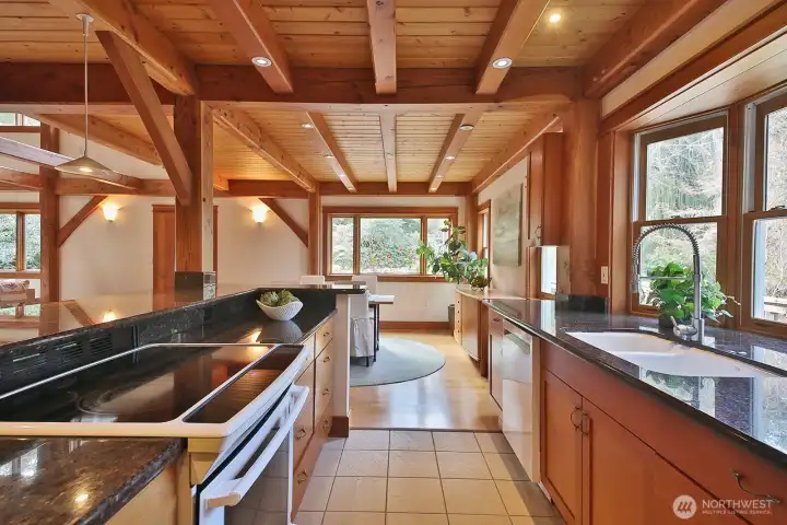 The open kitchen invites guests to participate in the preparation of amazing meals and holiday fun.