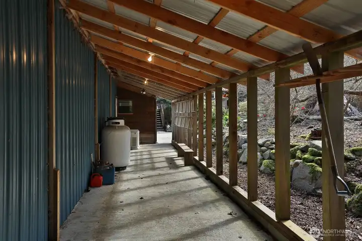 Additional storage for equipment also the location of the on-demand generator