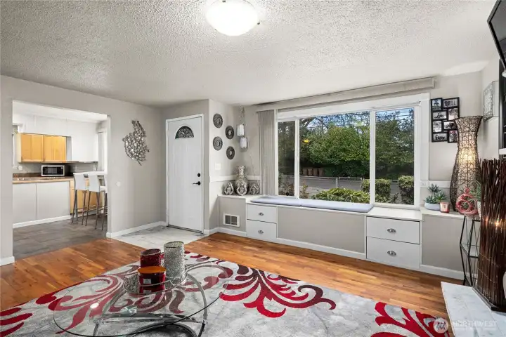 Built-in window bench with storage gives loads of character and large window provides natural sunlight.