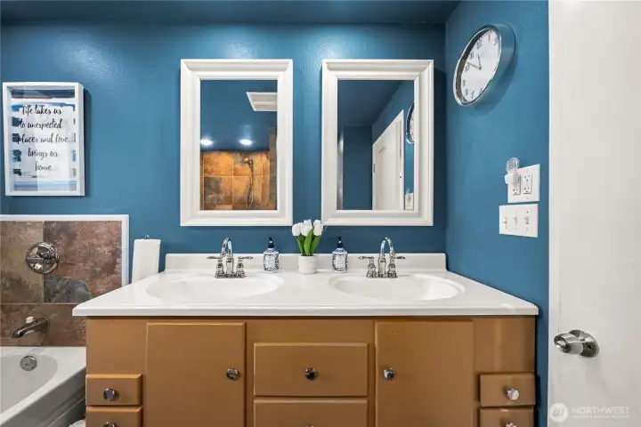 Large double vanity to store all of your products.