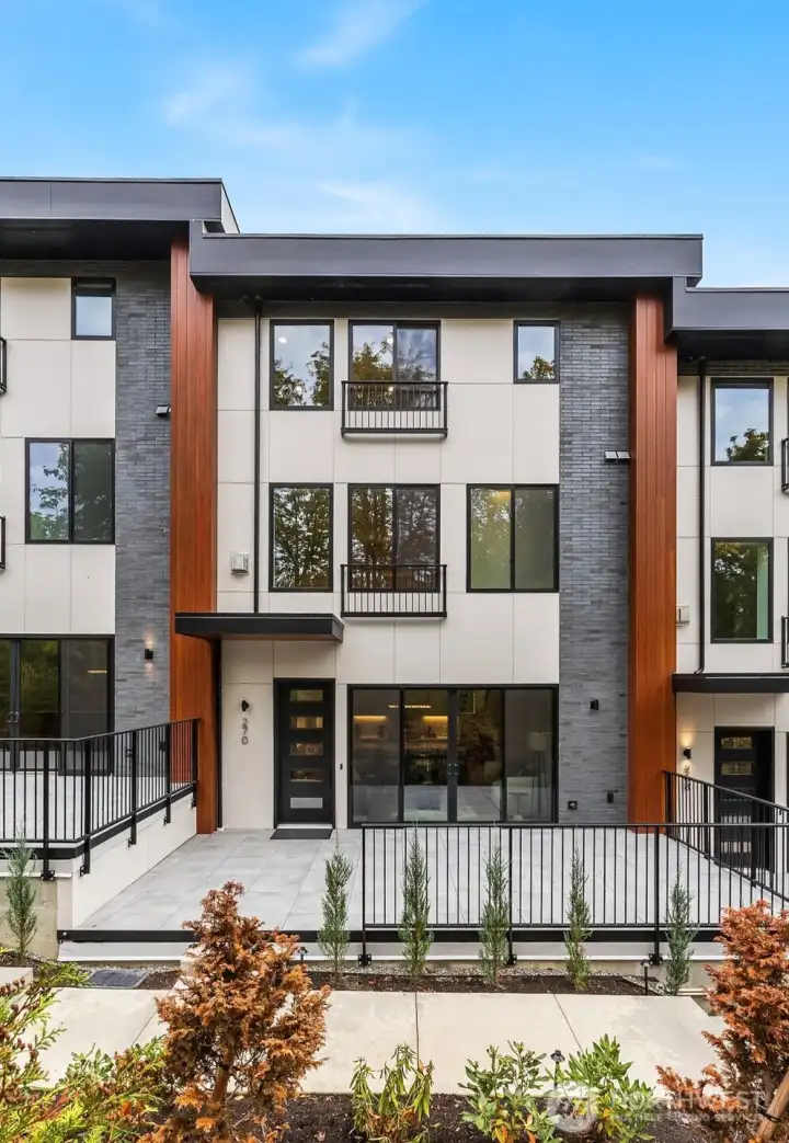 Contemporary townhome with modern  design and clean architectural lines