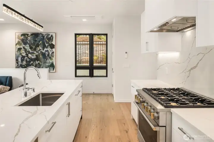 Bright and airy kitchen with ample counter space and natural light