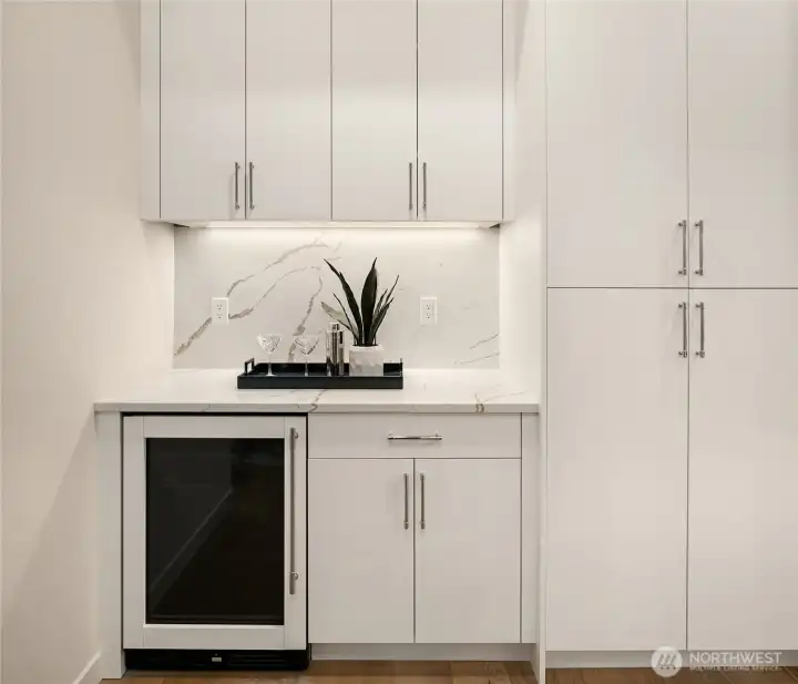 Wine fridge and coffee nook
