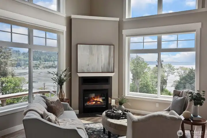 propane fireplace in living room