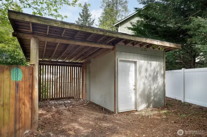 Outdoor shed to store yard equipment, tools, ???