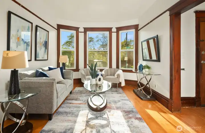 Large windows, and original trim.