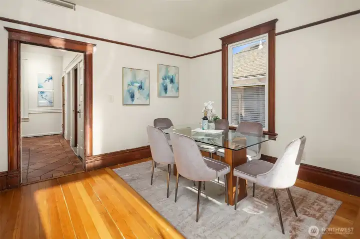 Dining area flowing seamlessly into kitchen.