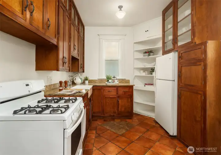 Spacious, updated kitchen with ample storage.
