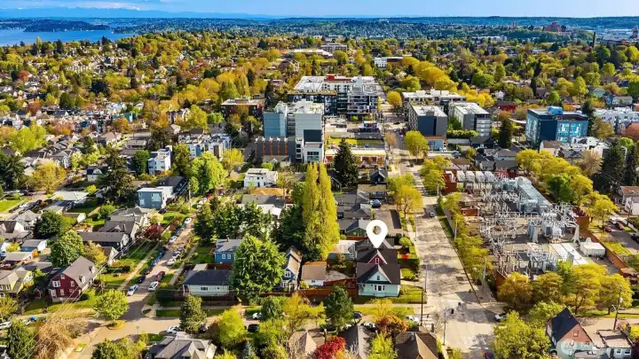 Aerial view facing South.