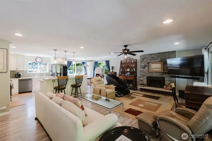 Living Area Centers Around a Gas Fireplace