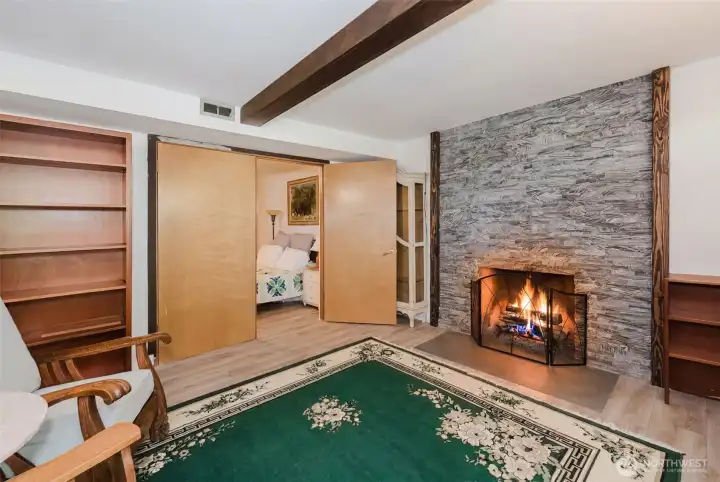 2nd Living Area w/Wood Burning Fireplace