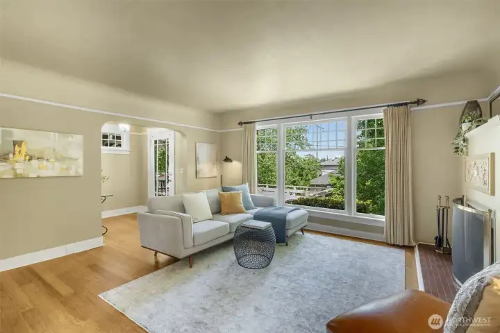 Spacious living room with bamboo floors. Spacious living room with bamboo floors.
