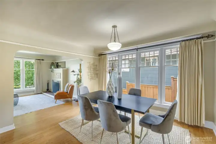 The dining room is drenched in natural light. The dining room is drenched in natural light.