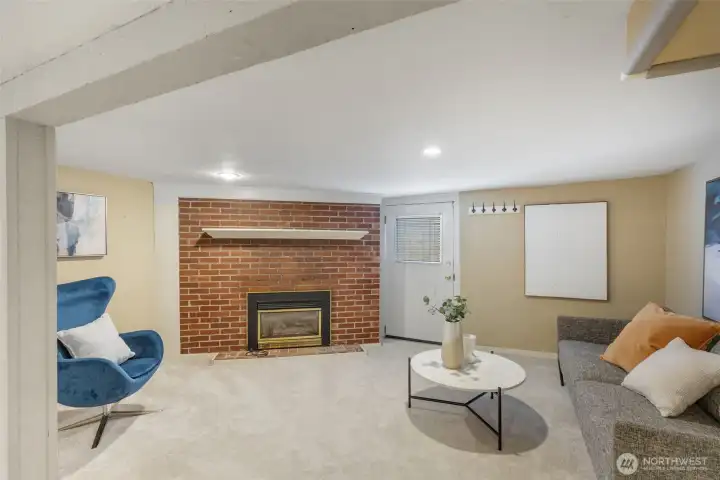 Downstairs family room. Downstairs family room.