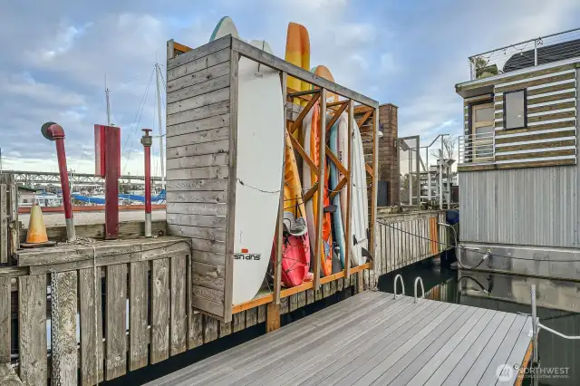 Storage area for kayaks and paddleboards.