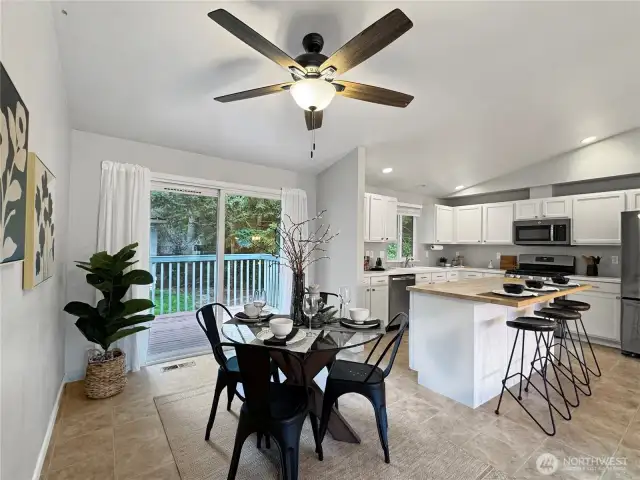 The sliding glass door off the dining room leads to a spacious back deck.