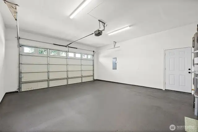 Coated garage floors are an extra detail.