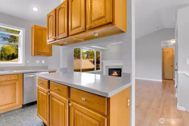 Lots of kitchen cabinets.
