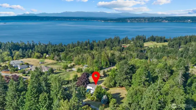 Aerial shot of home & neighborhood.
