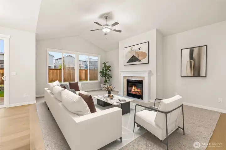 Virtually staged living room.