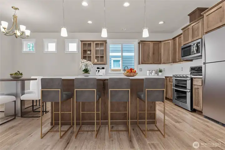 Virtually staged kitchen showing the possibilities.