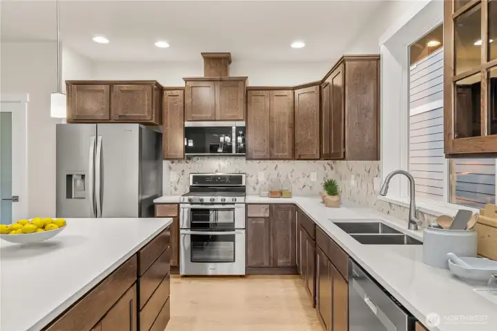 Virtually staged kitchen.