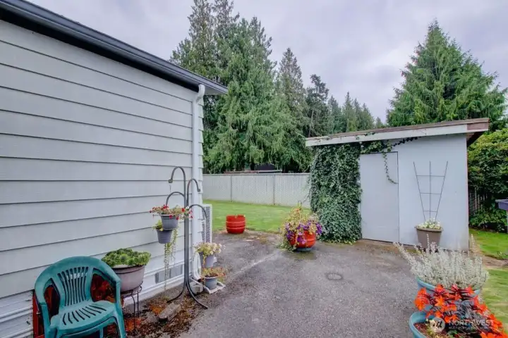 Shed for extra storage located at back of property.