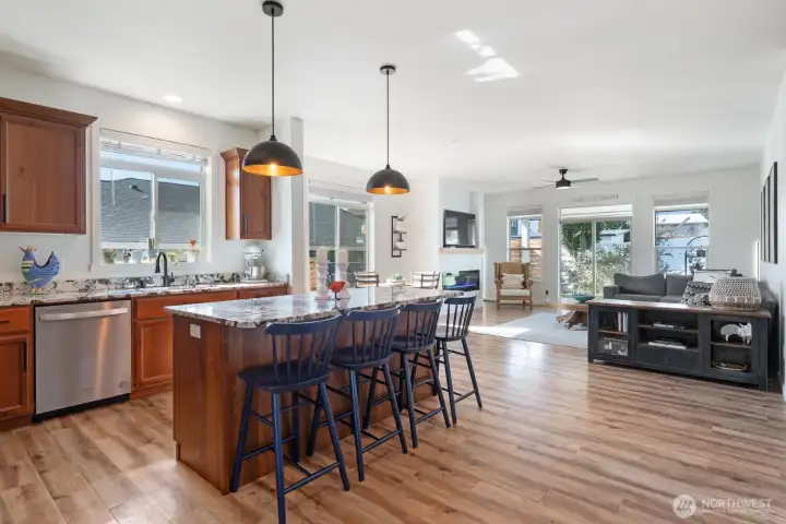 Open kitchen with large island
