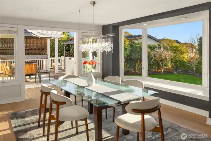 French doors lead from the dining area to a spacious entertainment deck.